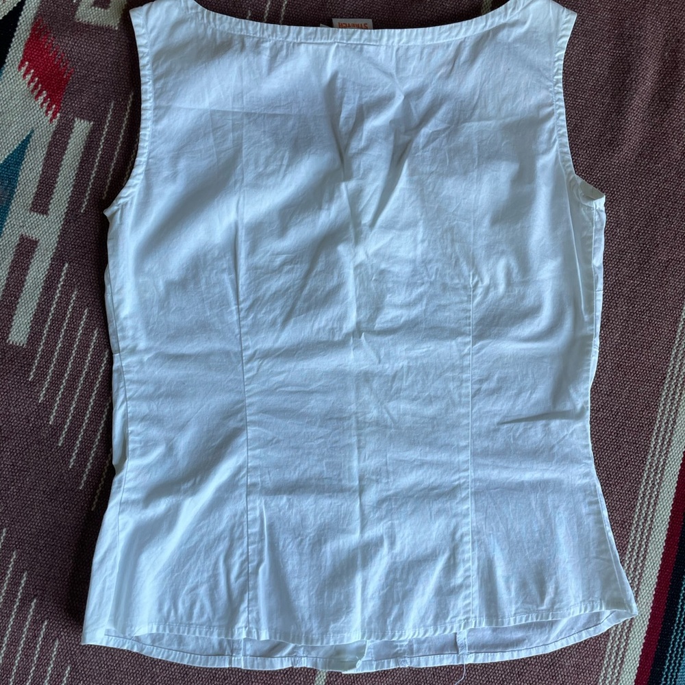 Lacy vintage Faded Glory Stretch white cotton tank blouse - Picture 3 of 7
